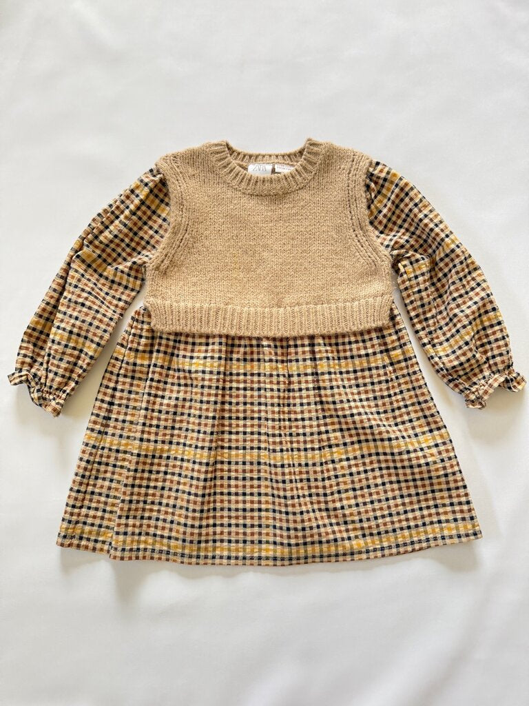 Zara plaid knit vest dress 2/3 *small spot