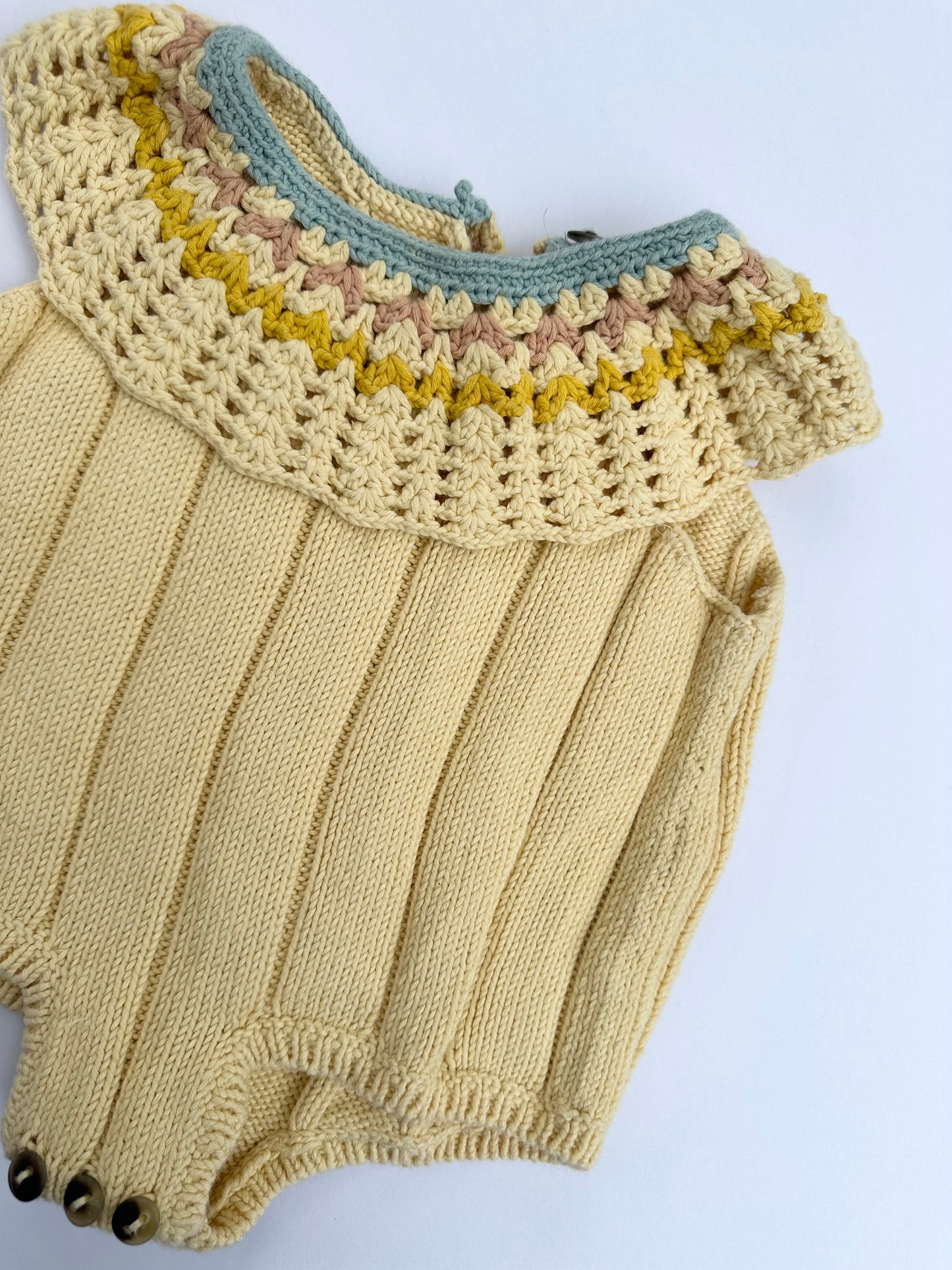 Misha + Puff knitted Pima cotton Vivian romper 6/12