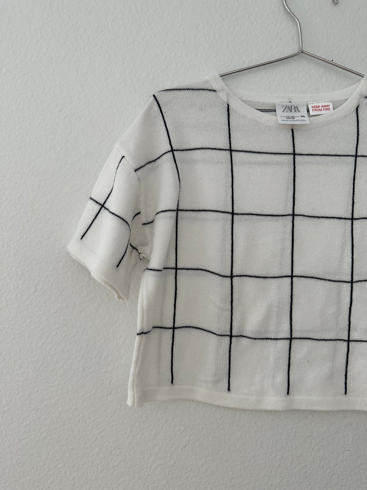 Zara boxy checkered knit shirt (12/18)