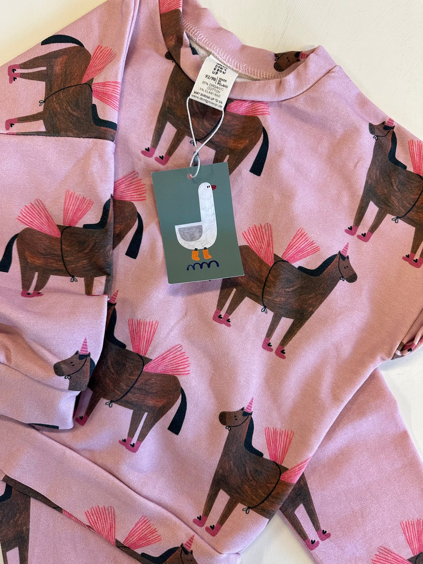 Don’t grow up organic horse on pink puff set ~NWT|| 2T