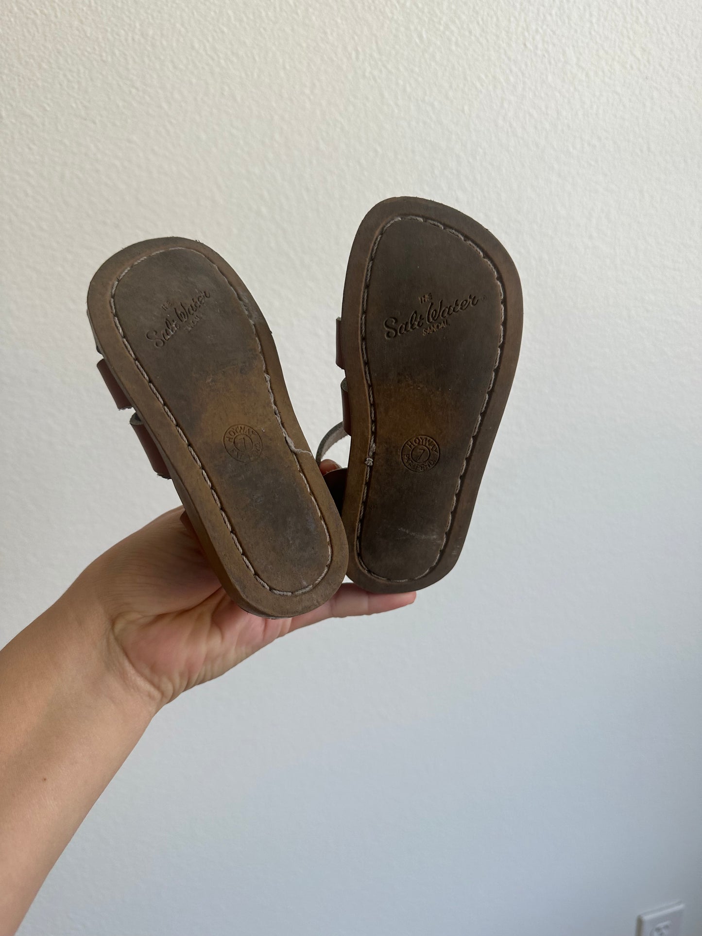 Saltwater brown sandals (size 7)