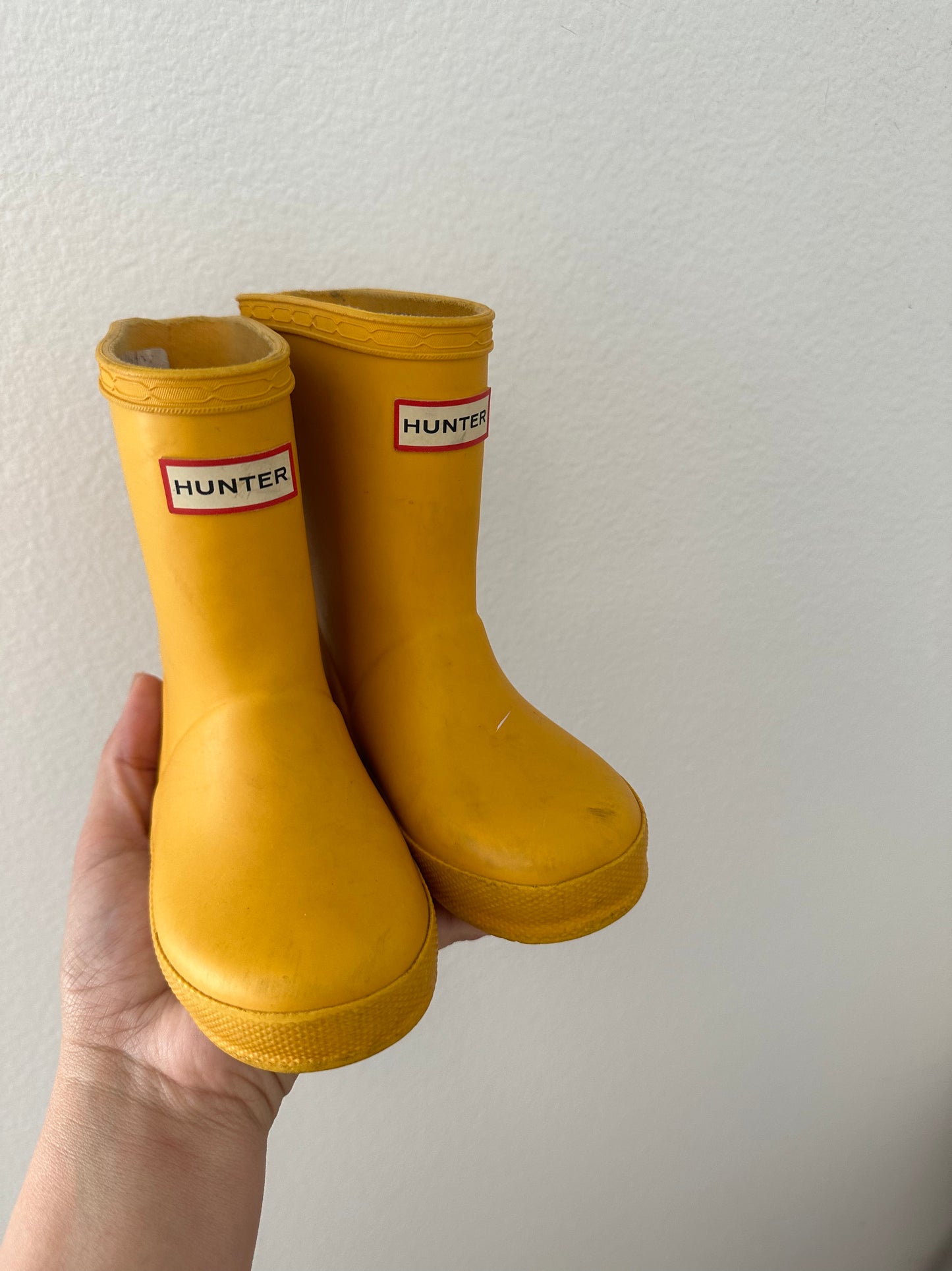 Yellow Hunter boots (size 6 B)