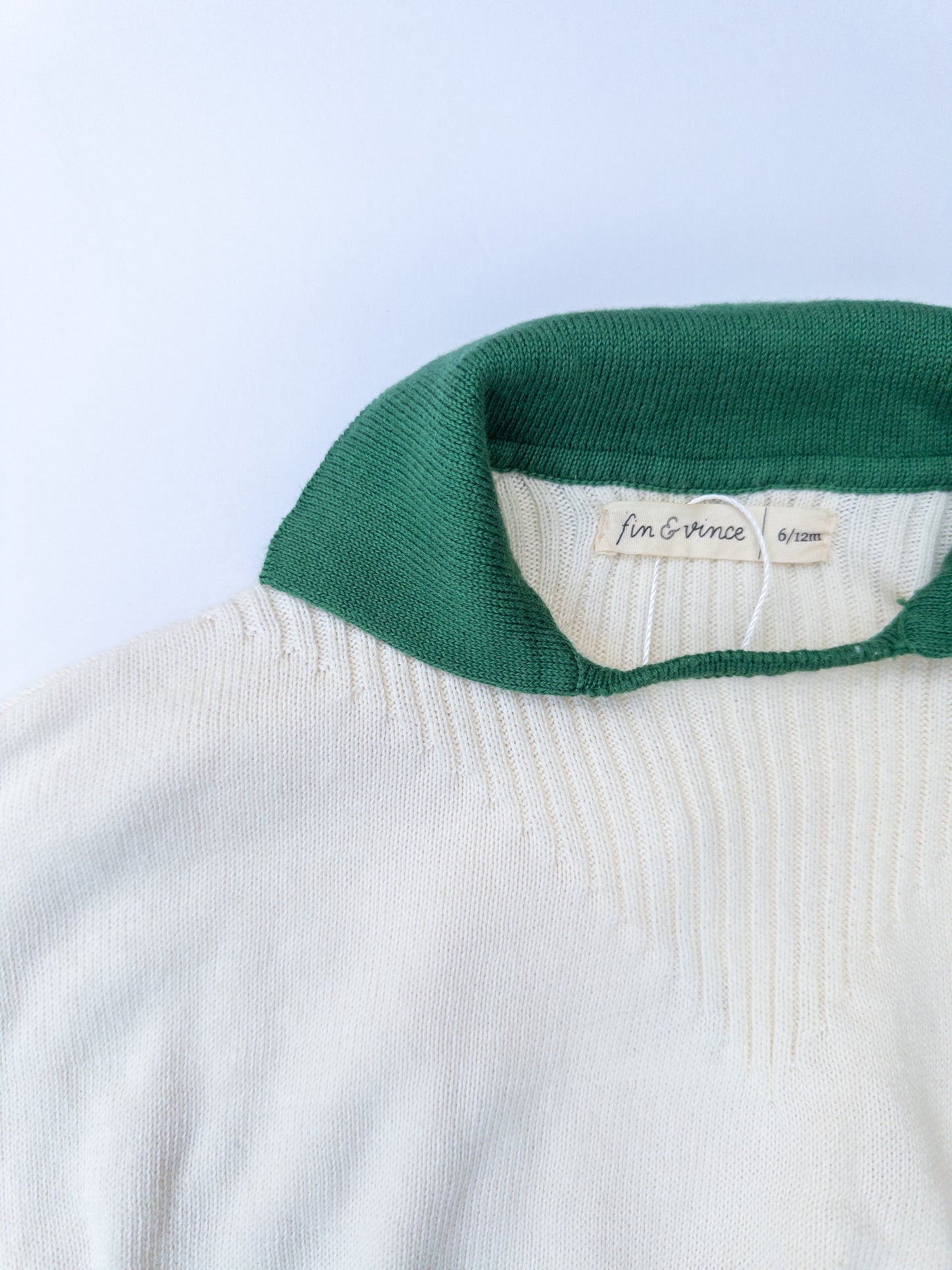 fin & vince || cream/green knit/ 6/12 months