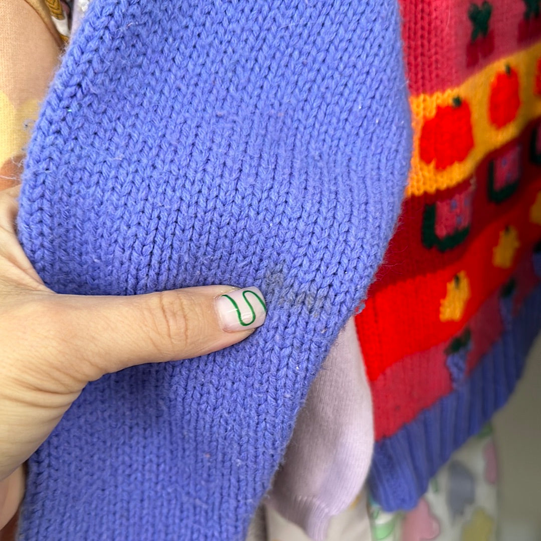 Vintage hand knitted fruit cardigan || 4Y