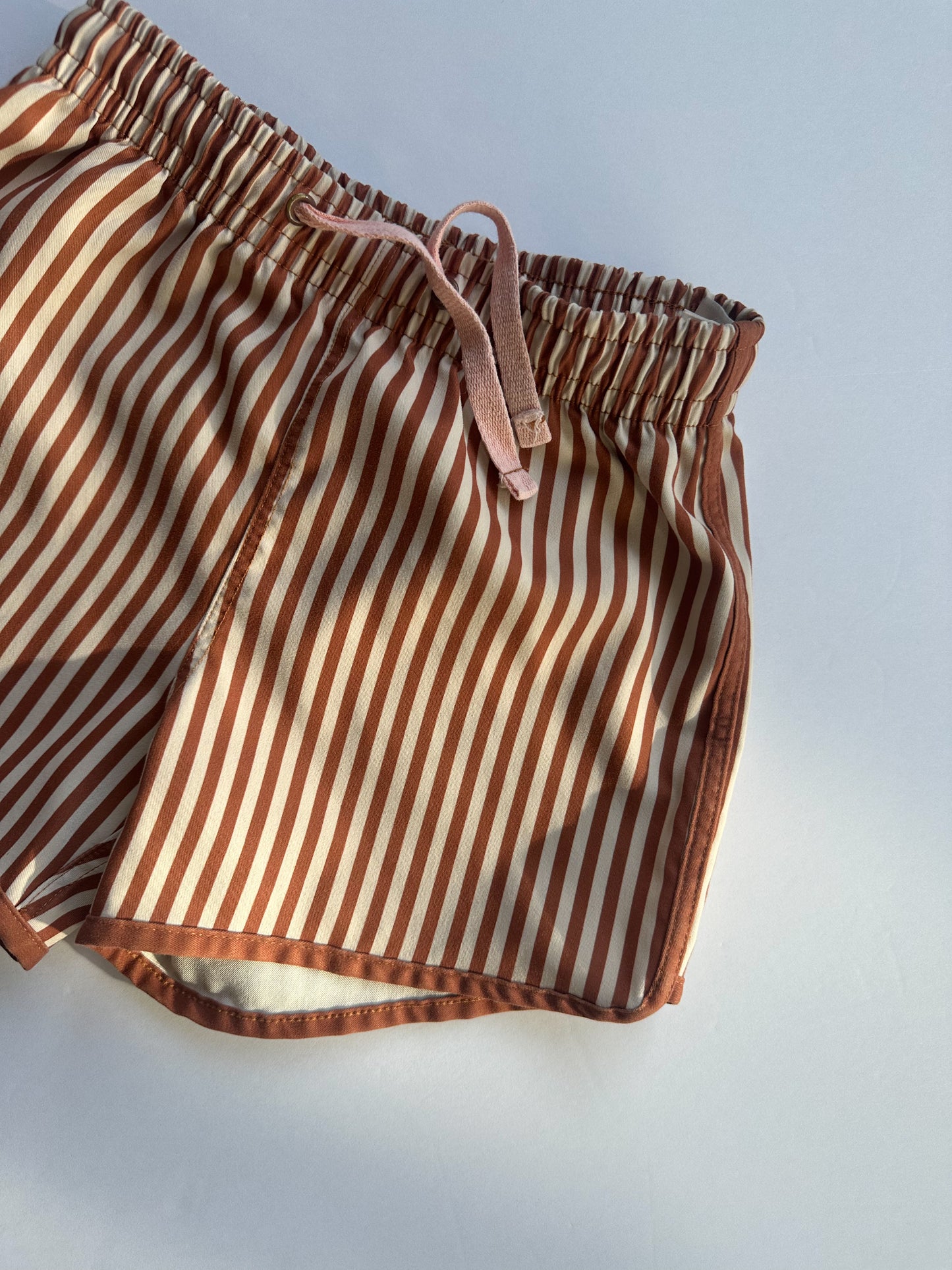 Rylee + Cru rust stripe swim trunks|| 4/5