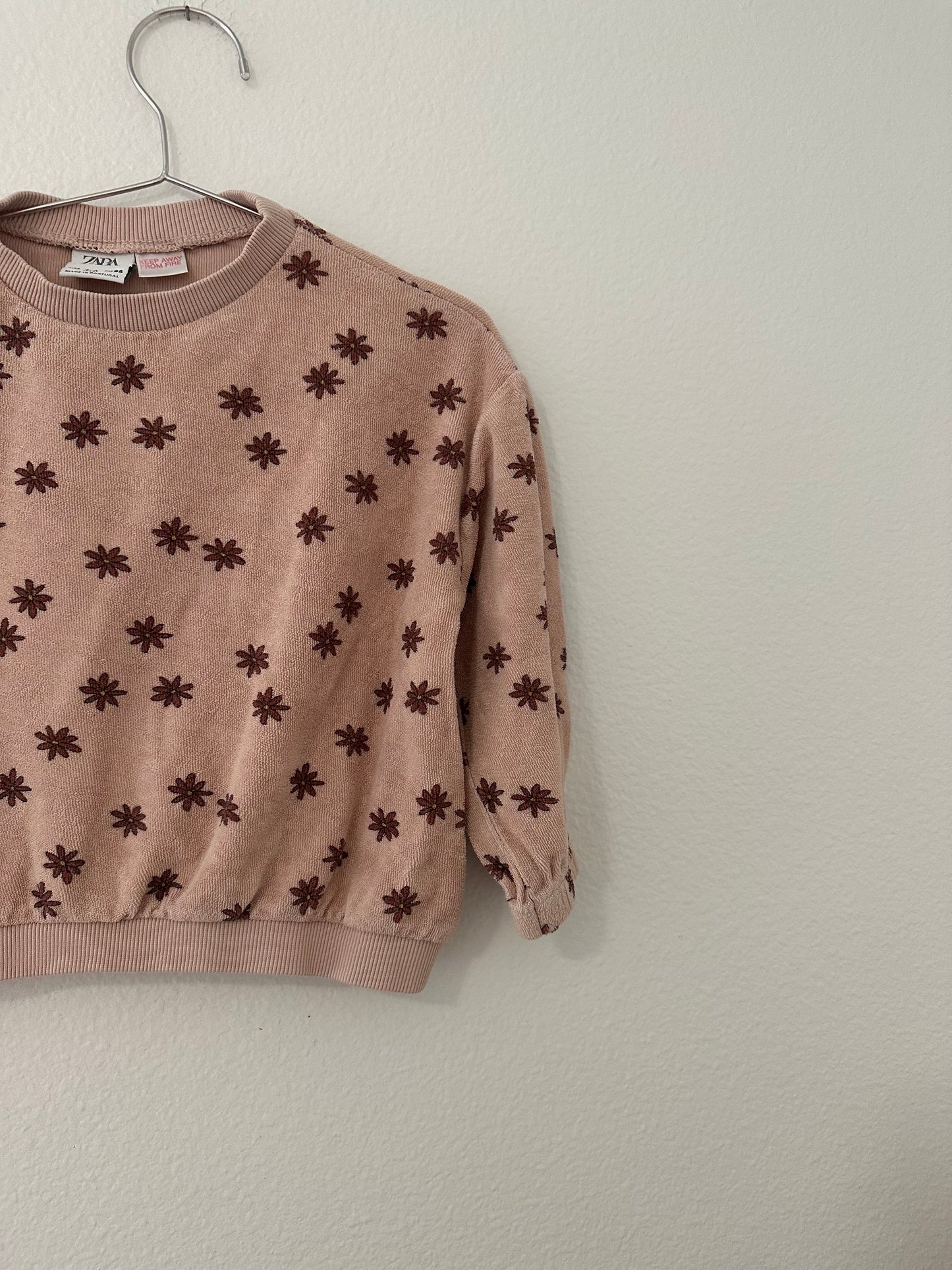Zara terry cloth floral sweatshirt || 2/3