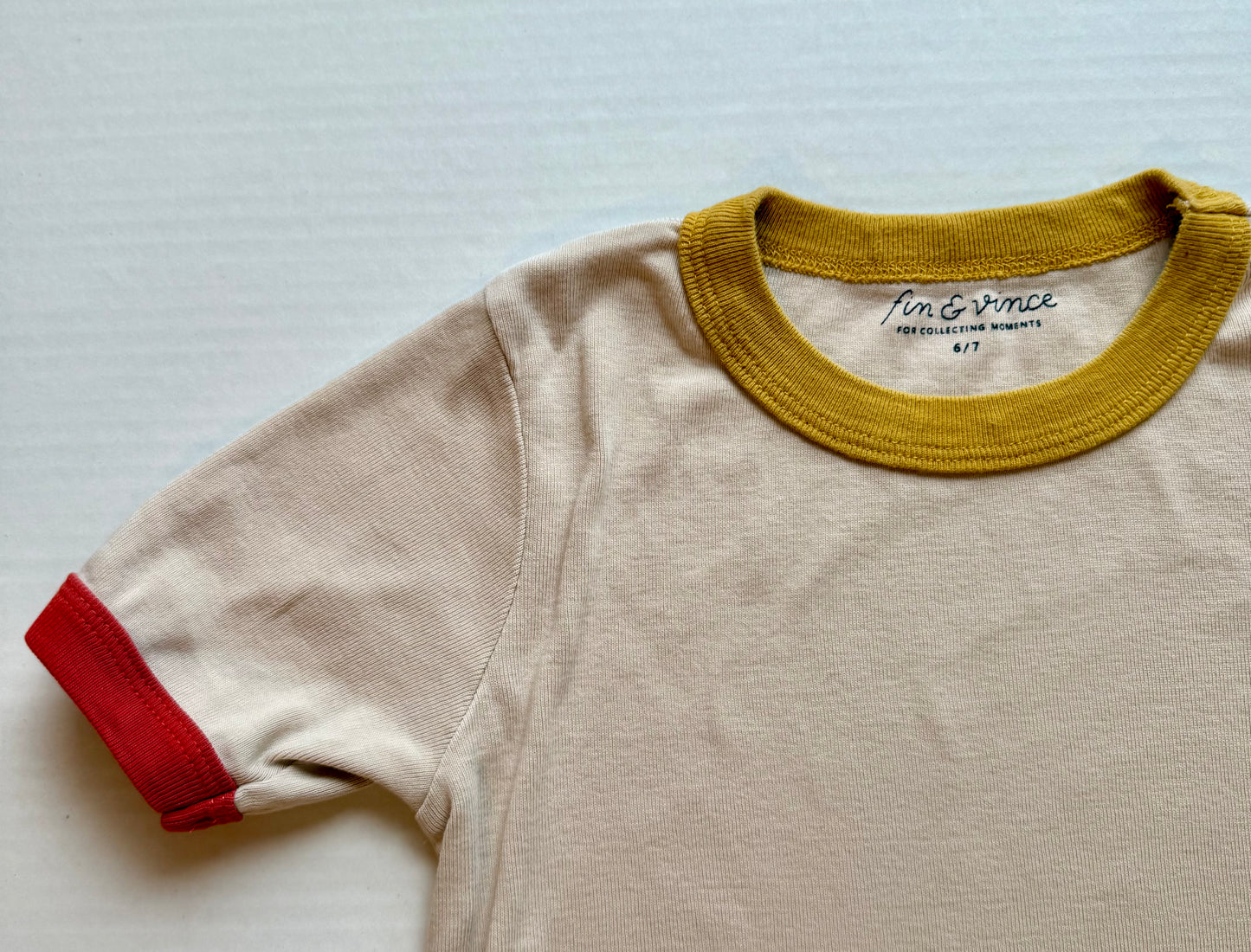 Fin & Vince || cream color block tee ||Size 6/7