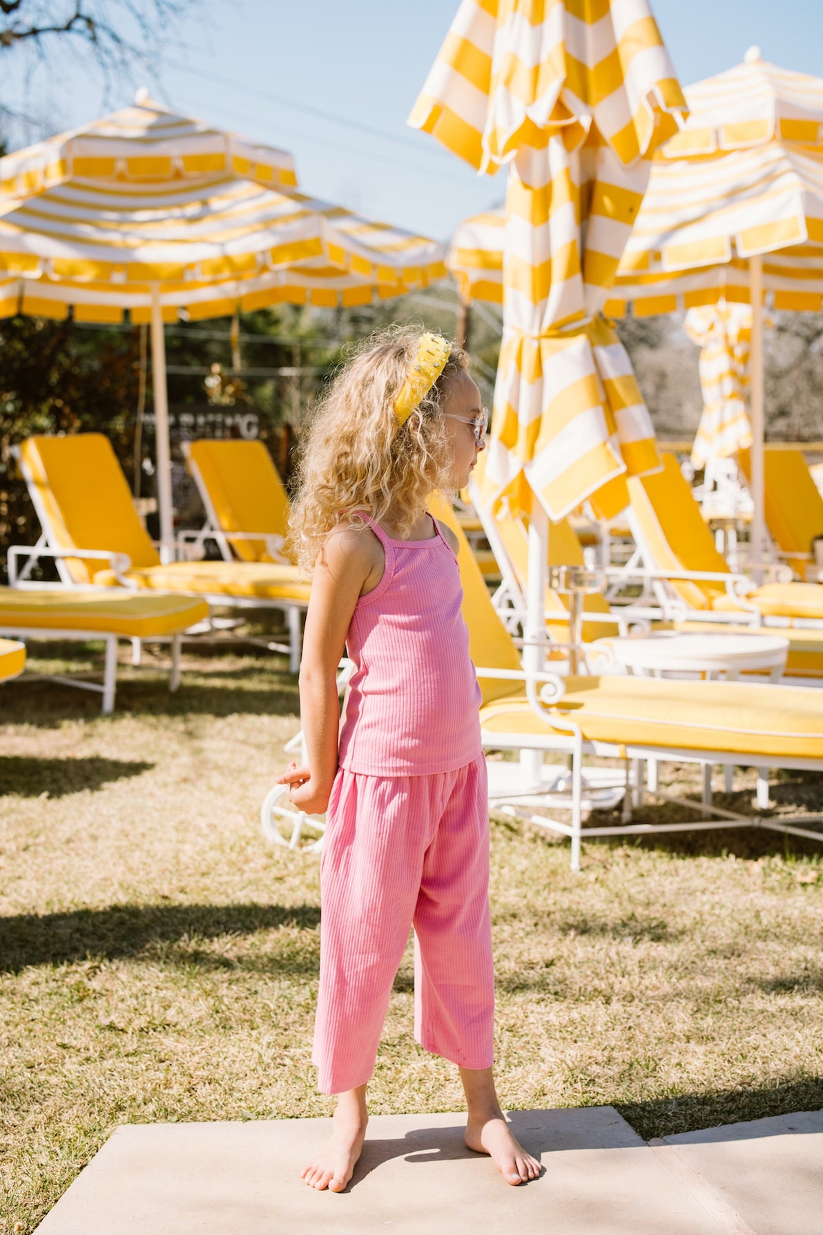 La paloma ribbed knit cotton set || bubblegum (2/3T)