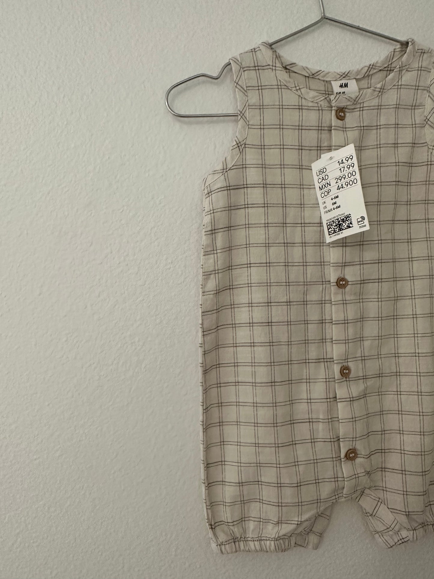 H&M windopane muslin romper (6M)