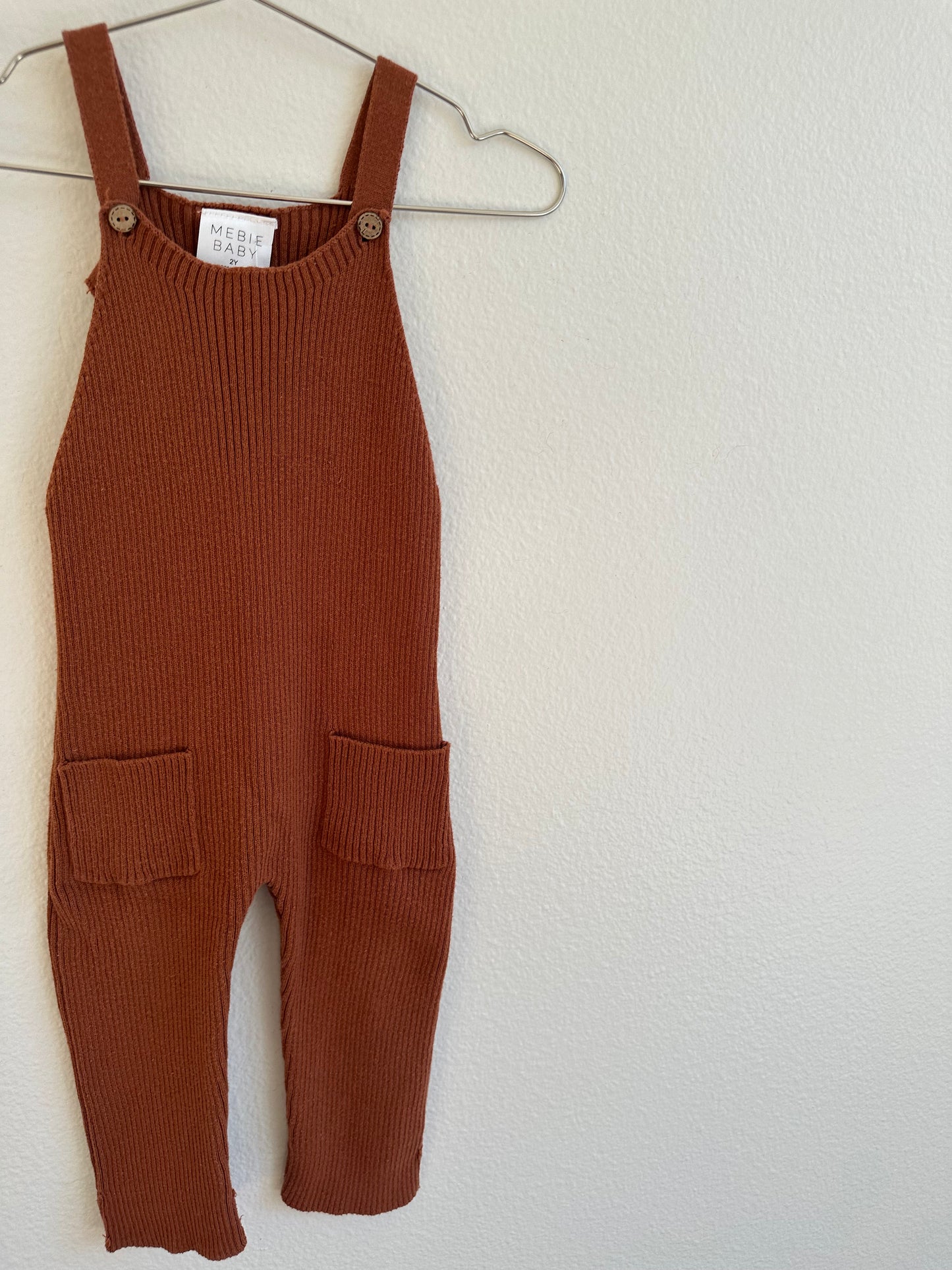 Mebie baby ribbed overalls (2Y)