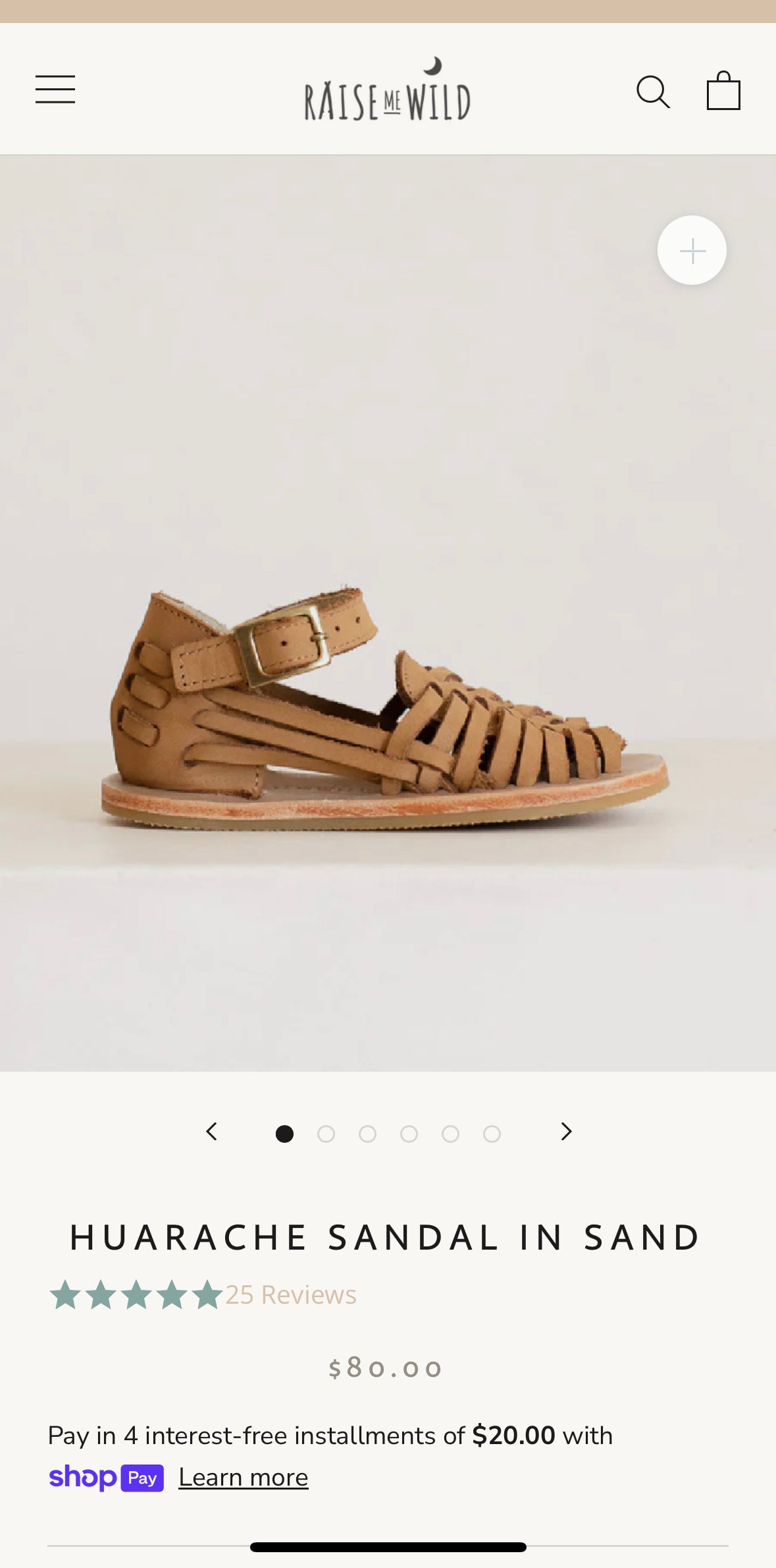 Raise me wild huarache sandal in sand (size 5)