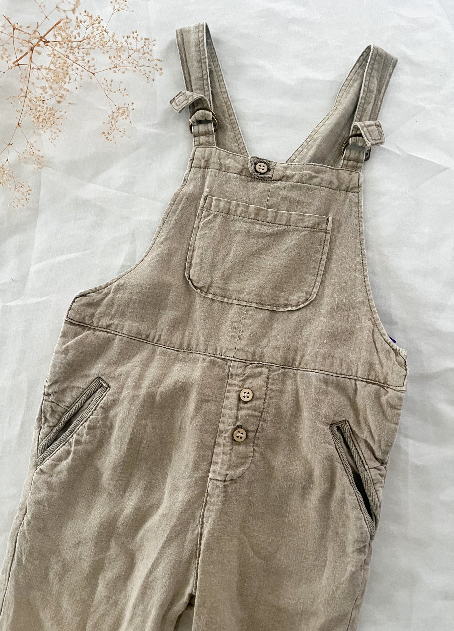 Zara linen blend taupe overalls (12/18)