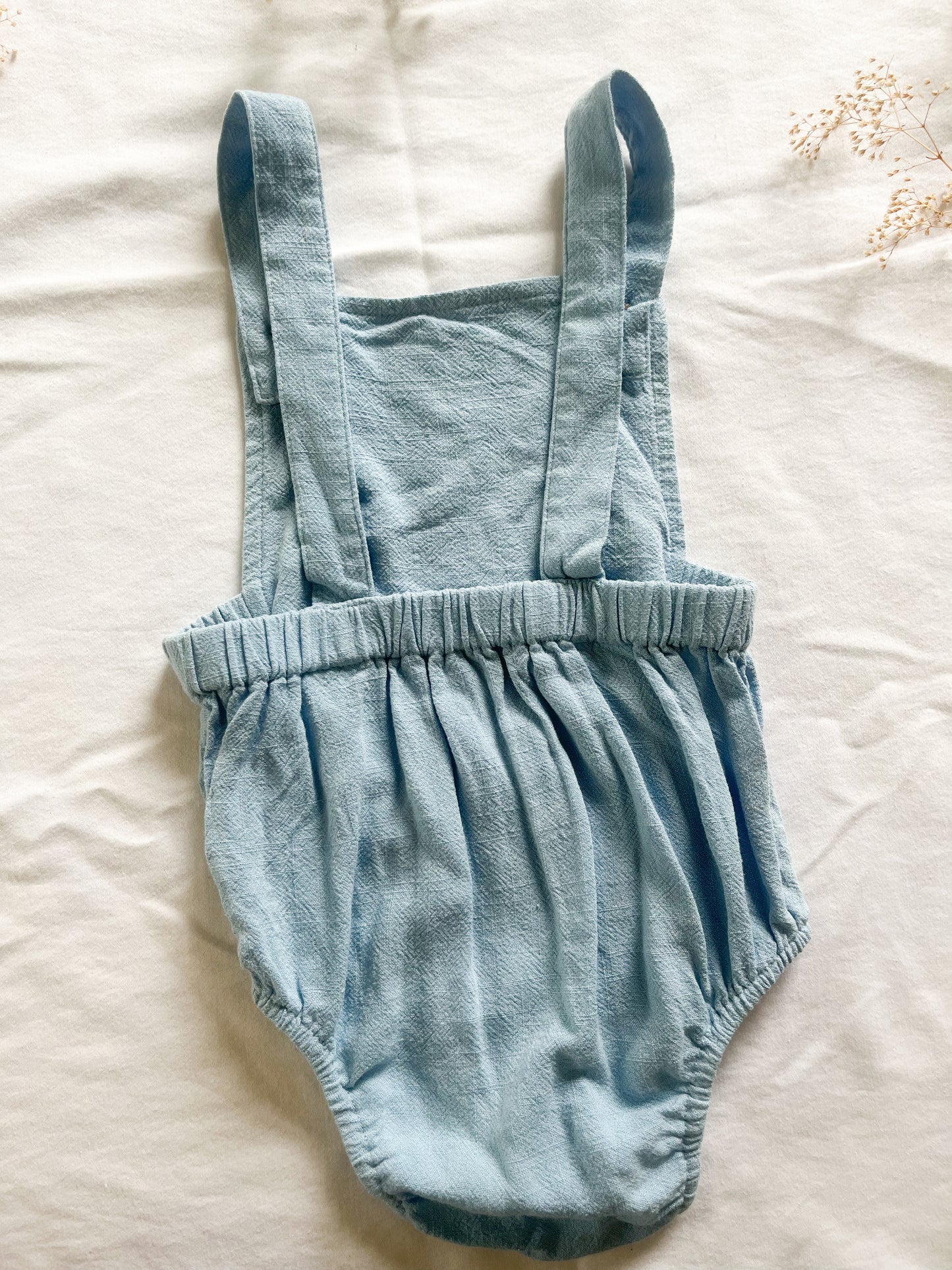 Baby blue linen romper