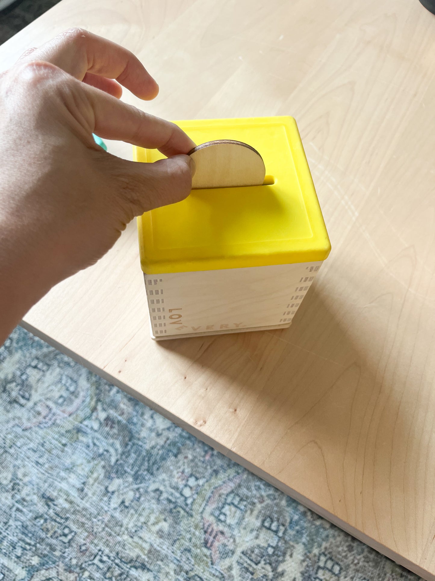 Lovevery wooden coin bank