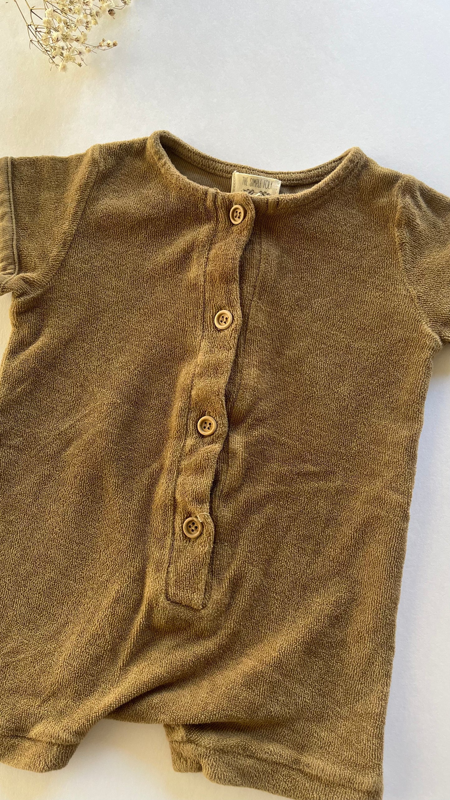 The simple folk Terry cloth olive green romper 3/6