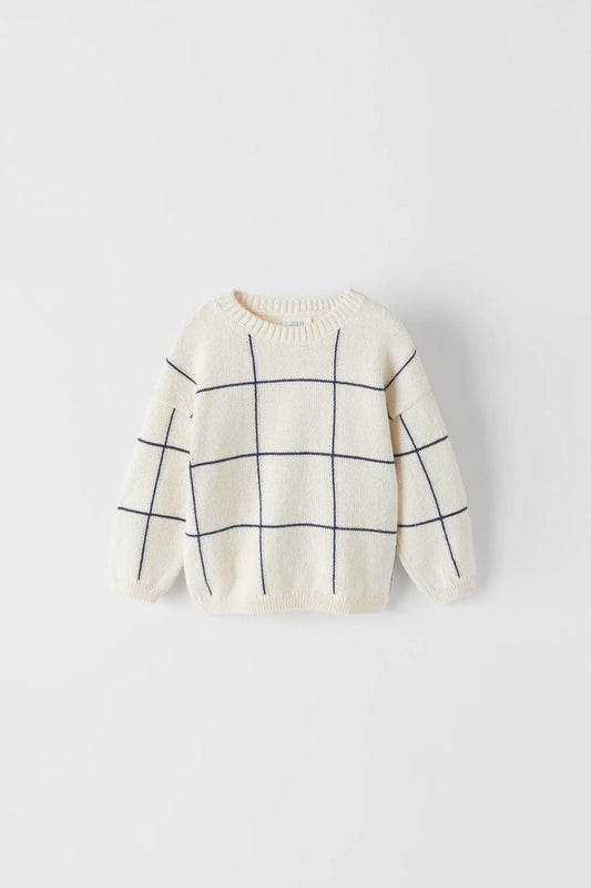 Zara windowpane cotton sweater || 9/12