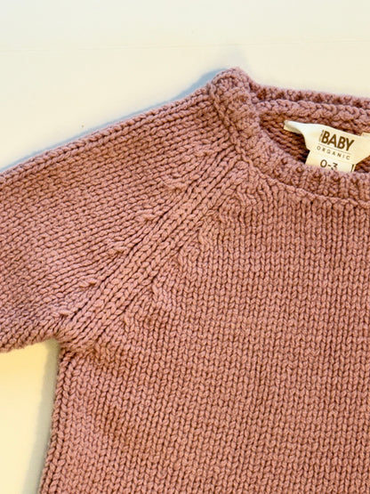 Cotton on || organic pink knit sweater || 0-3m