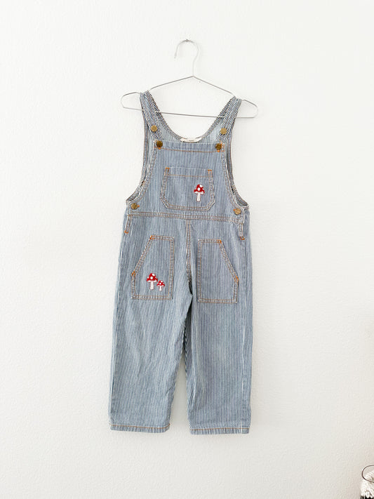 Fin & Vince mushroom striped  overalls (2/3T)