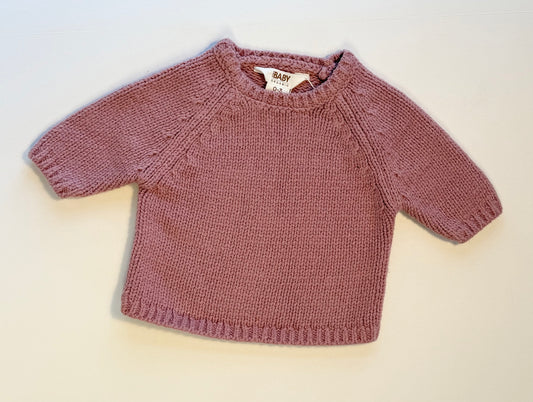 Cotton on || organic pink knit sweater || 0-3m