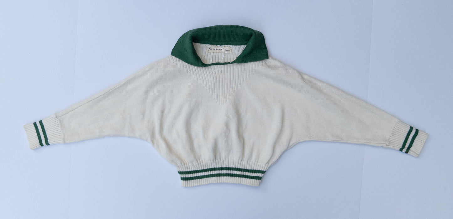 fin & vince || cream/green knit/ 6/12 months