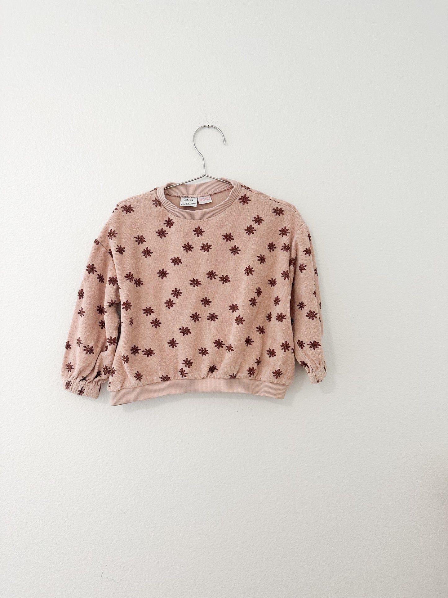 Zara terry cloth floral sweatshirt || 2/3