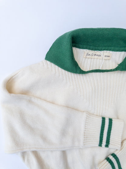 fin & vince || cream/green knit/ 6/12 months