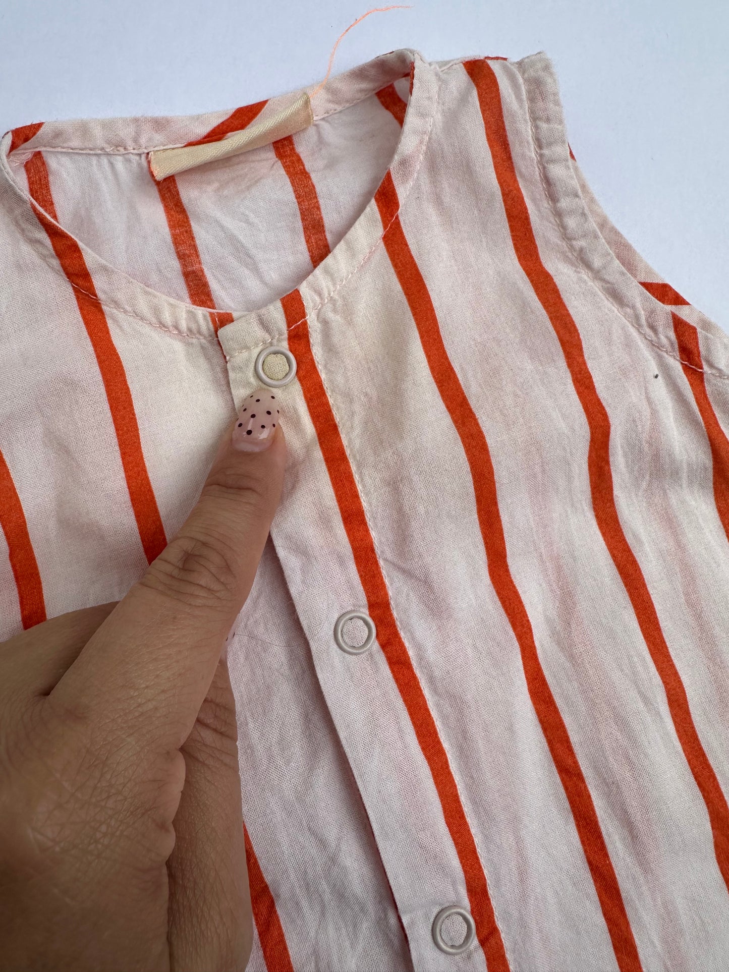 TinyCottons red striped romper || 3/6