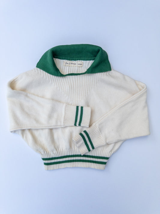 fin & vince || cream/green knit/ 6/12 months