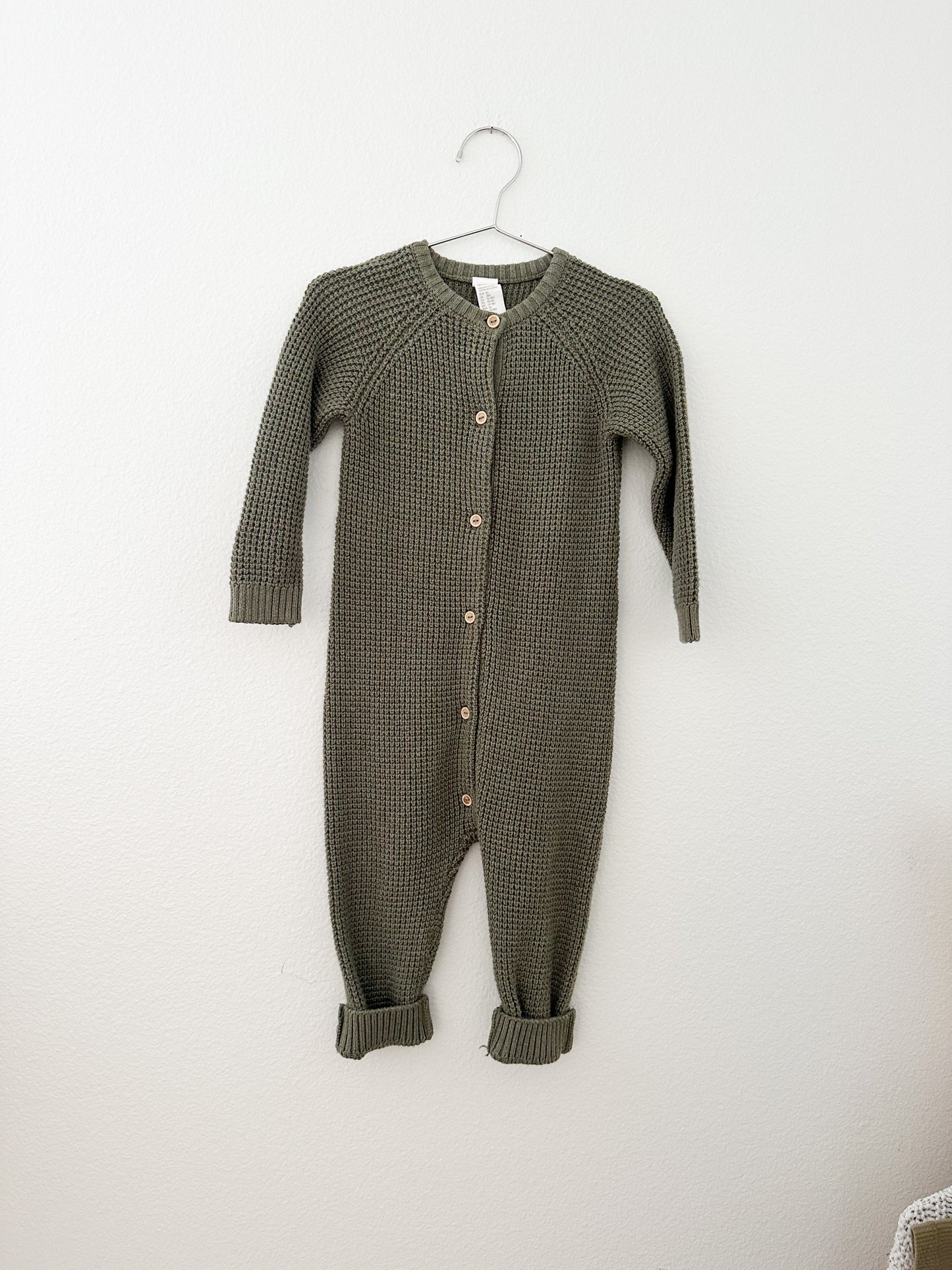 H&M knit jumpsuit|| forest green (18M)