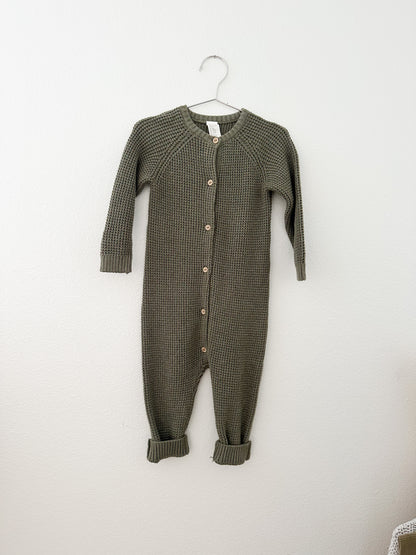 H&M knit jumpsuit|| forest green (18M)