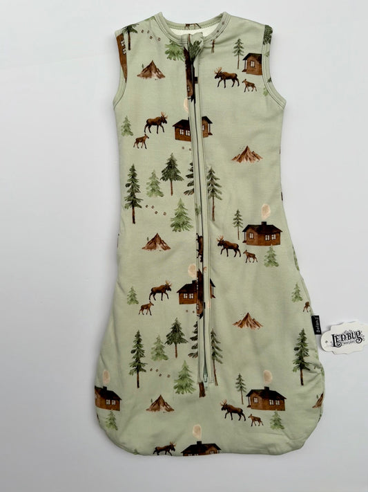 Belan. J || blue moose sleep sack || 0-3 months