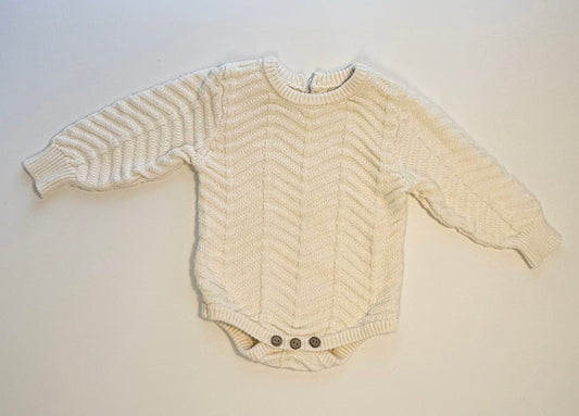 Forever French || cream knit romper || 0-3m