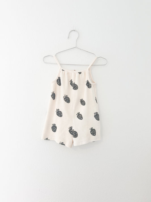 Zara terry cloth strawberry romper || 9/12