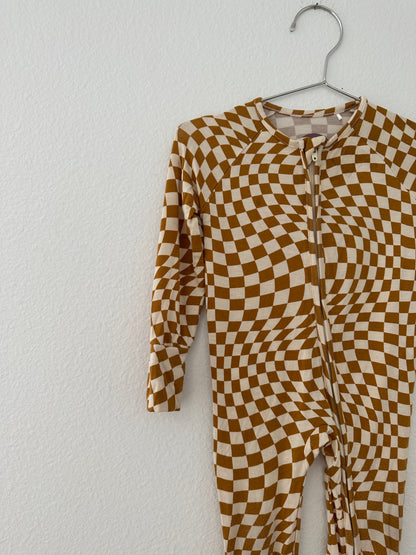 BRIXTON phoenix bamboo wavy checkered zip romper (6/12)