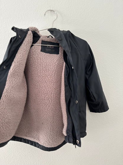 Zara faux shearling lined rubberized raincoat (2/3)