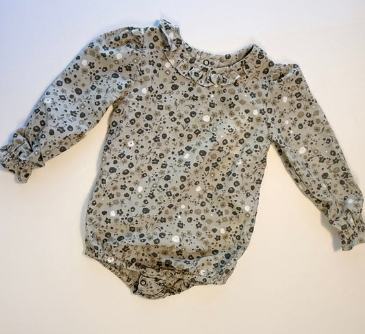 Pehr || green floral romper || 12-18m