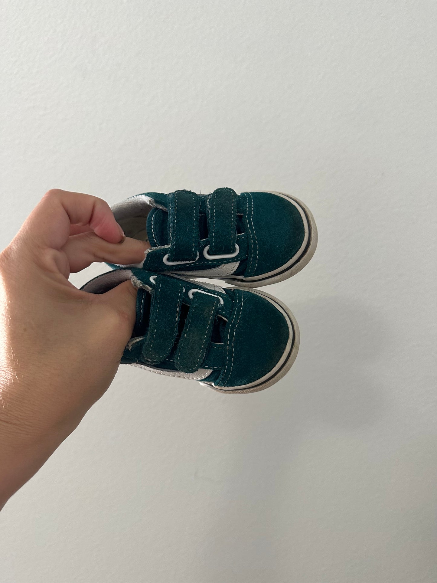 Teal Velcro vans || 5.0