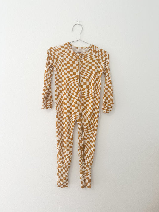 Brixton Phoenix wavy checker bamboo zip romper || 12/18
