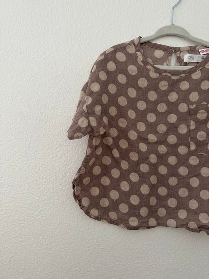Zara linen like polka dot top ( 2/3)