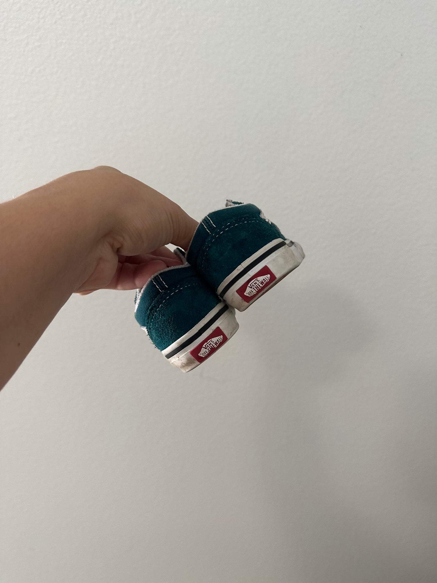 Teal Velcro vans || 5.0