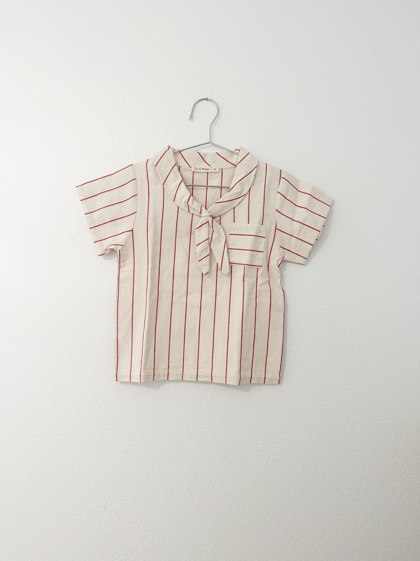 Fin + Vince natural/ red stripes sailor shirt || 4/5