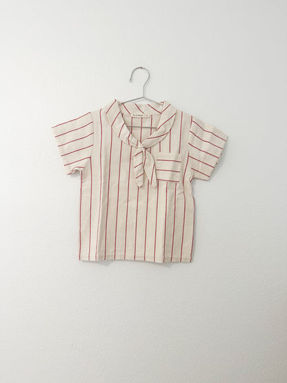 Fin + Vince natural/ red stripes sailor shirt || 4/5