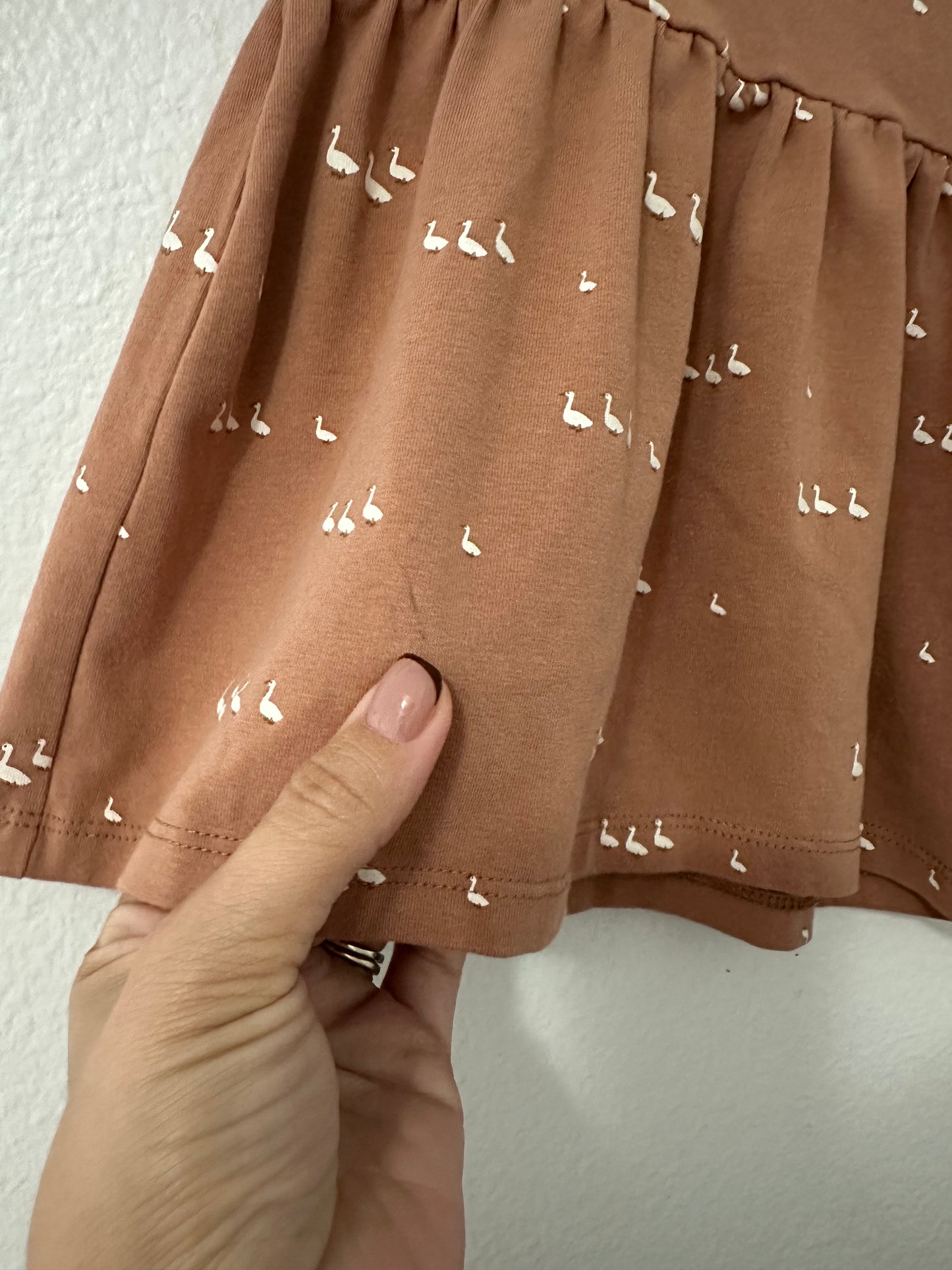 H&M adorable geese print dress in dust|| 4/6M