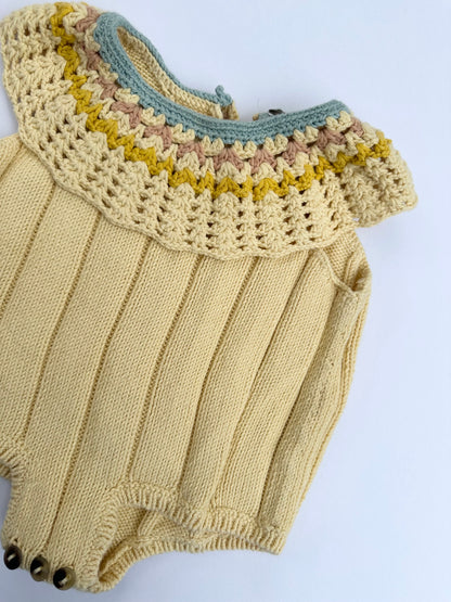 Misha + Puff knitted Pima cotton Vivian romper 6/12