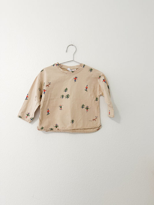 Zara snowboarding print long sleeve || 18/24