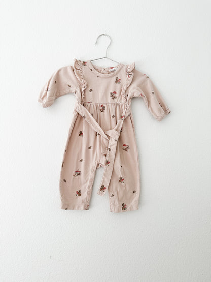 City Mouse flutter sleeve long leg romper|| blush mushrooms (3/6)