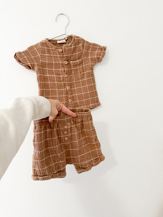 City Mouse window pane crinkle cotton set || 18/24