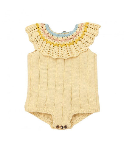 Misha + Puff knitted Pima cotton Vivian romper 6/12