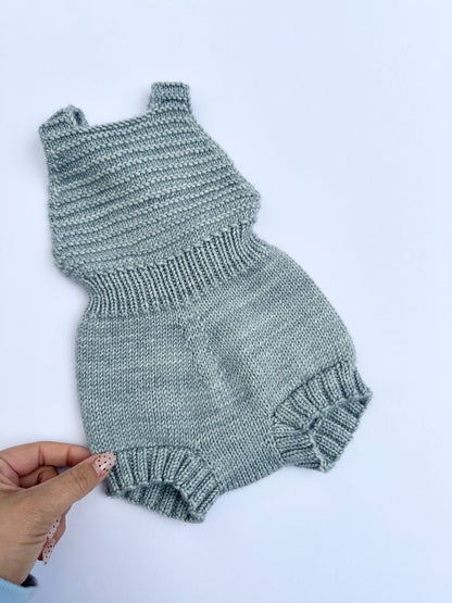 Misha + Puff sugar maple romper in blue 0/6m