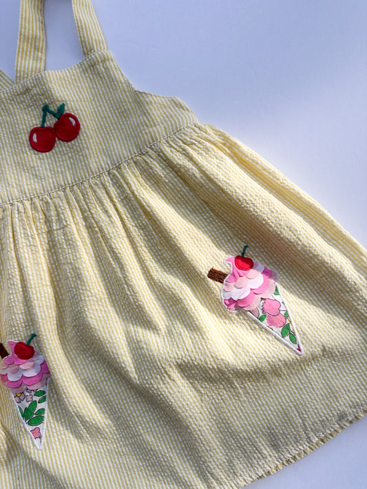 Baby boden yellow striped dress|| 12/18